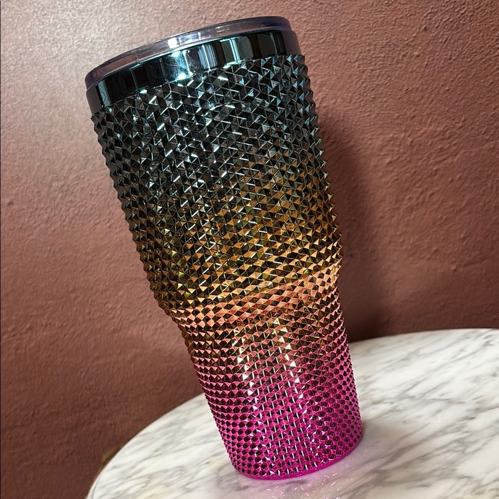 Blue Gold and Pink Ombré Studded Effect Tumbler New